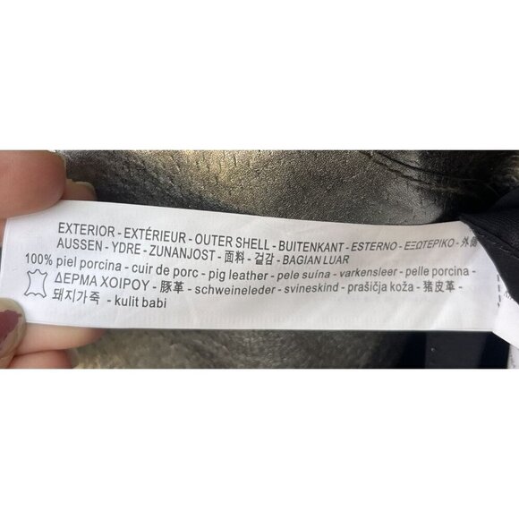 Zara Skirt XS Leather Gray Silver Metallic Festival Blogger Fav Snap Button - Picture 11 of 11